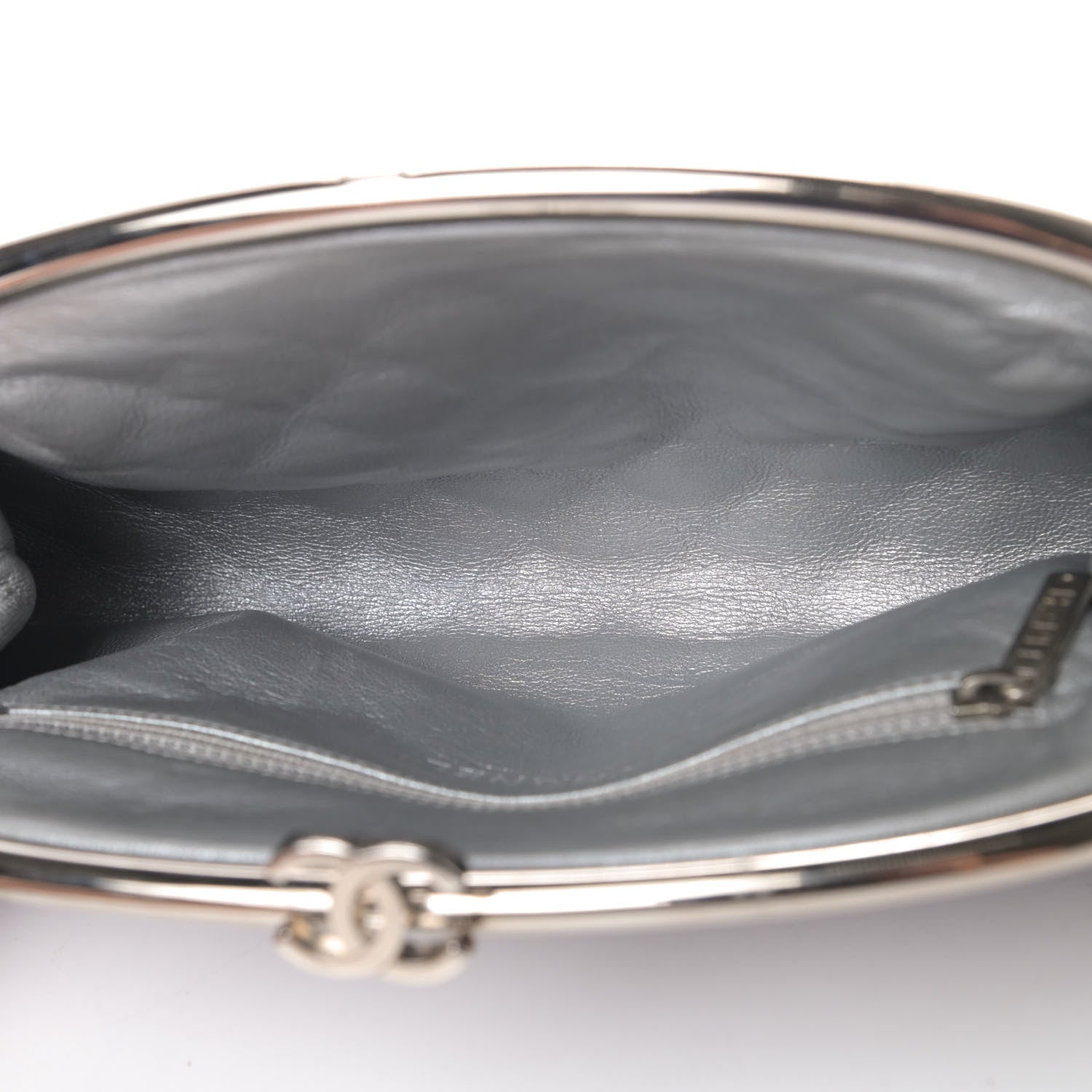 Chanel Metallic Aged Calfskin Quilted Timeless Clutch Silver 4 of 4