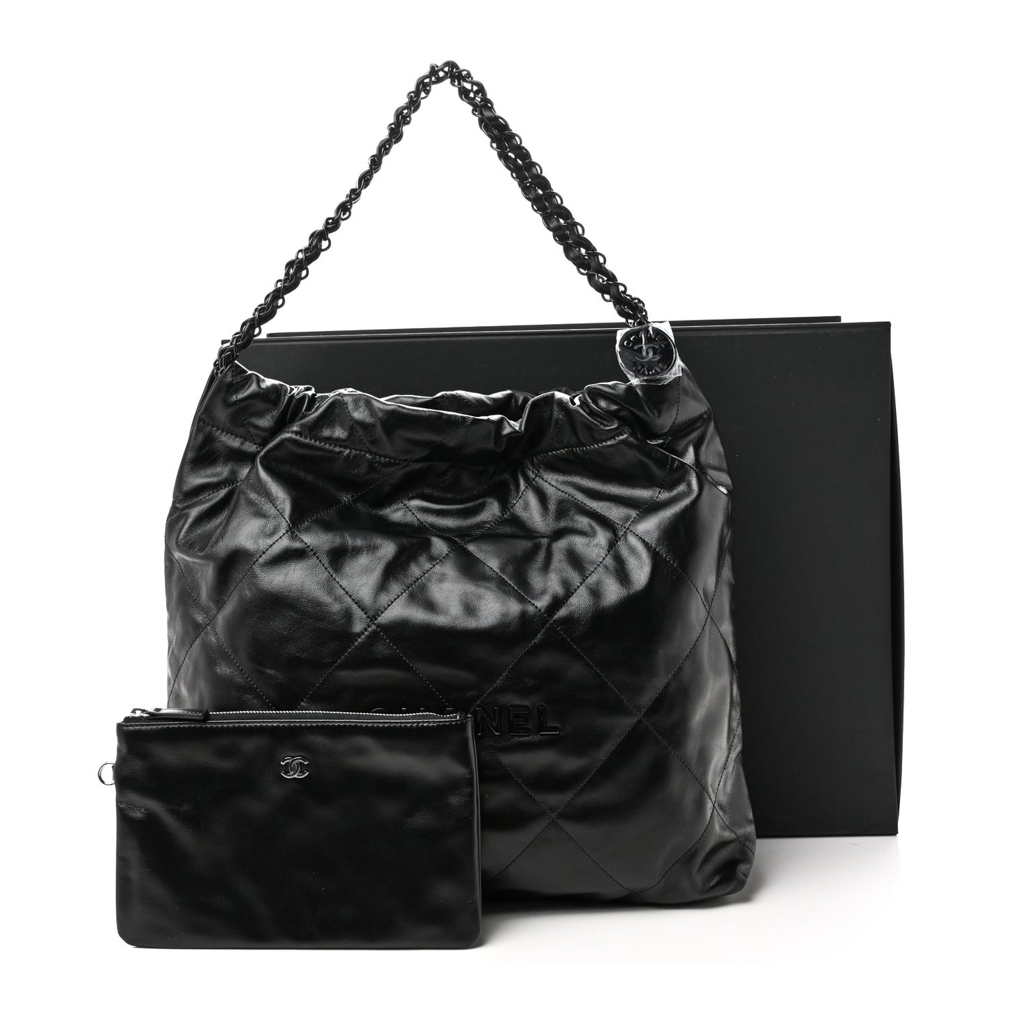 Shiny Calfskin Quilted Chanel 22 So Black