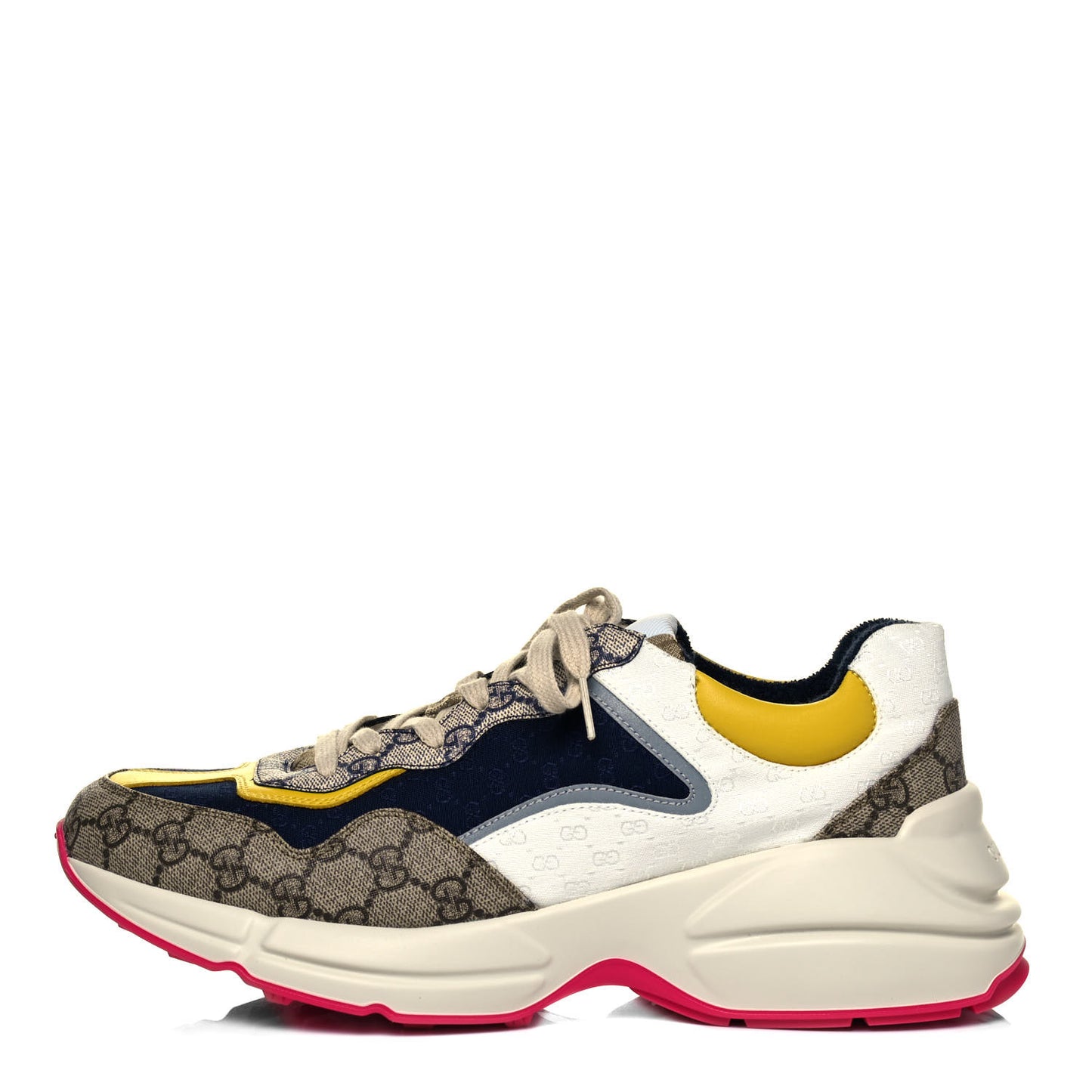 GG Supreme Monogram Mix Monogram Mens Rhyton Sneakers 9.5 London Blue Beige Sun Yellow