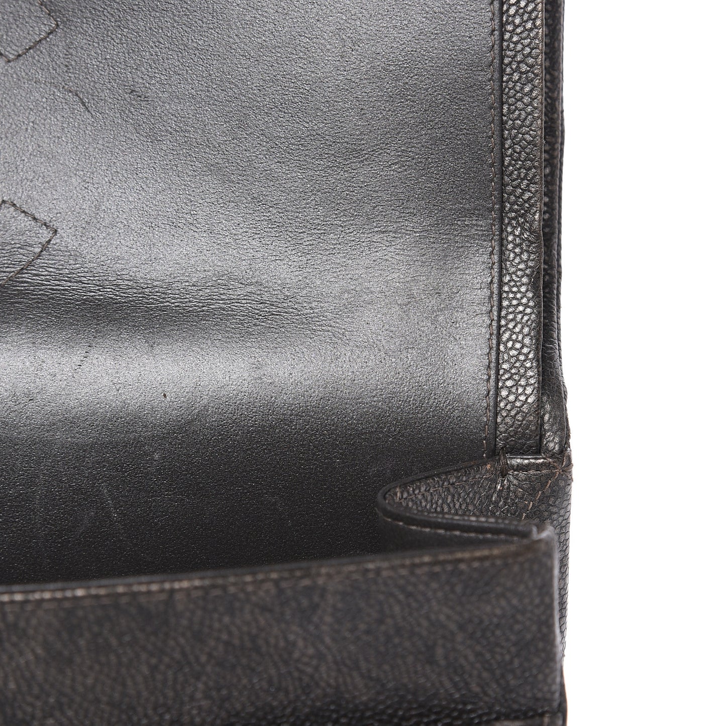 Metallic Caviar Quilted Maxi Double Flap Charcoal