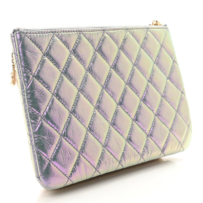 Chanel Iridescent Crumpled Calfskin Trio Cosmetic Case Blue Pink Ivory 3 of 11