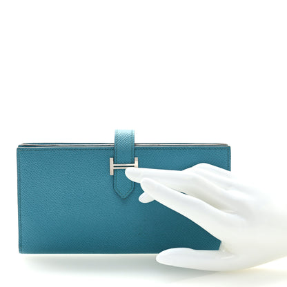 Hermes Epsom Bearn Gusset Wallet Blue Paon 2 of 6