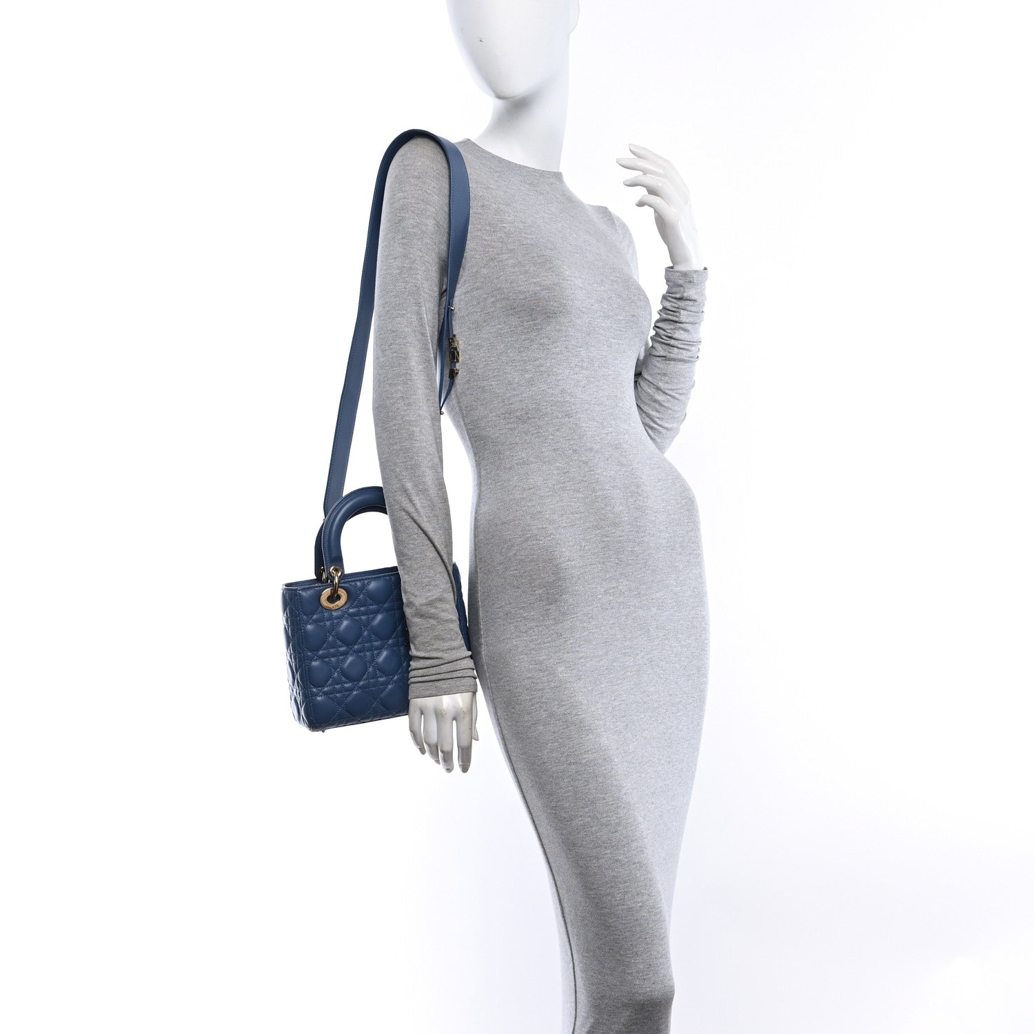 Christian Dior Lambskin Cannage Small My ABCDior Lady Dior Denim Blue 2 of 10