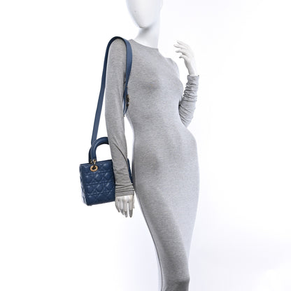 Christian Dior Lambskin Cannage Small My ABCDior Lady Dior Denim Blue 2 of 10