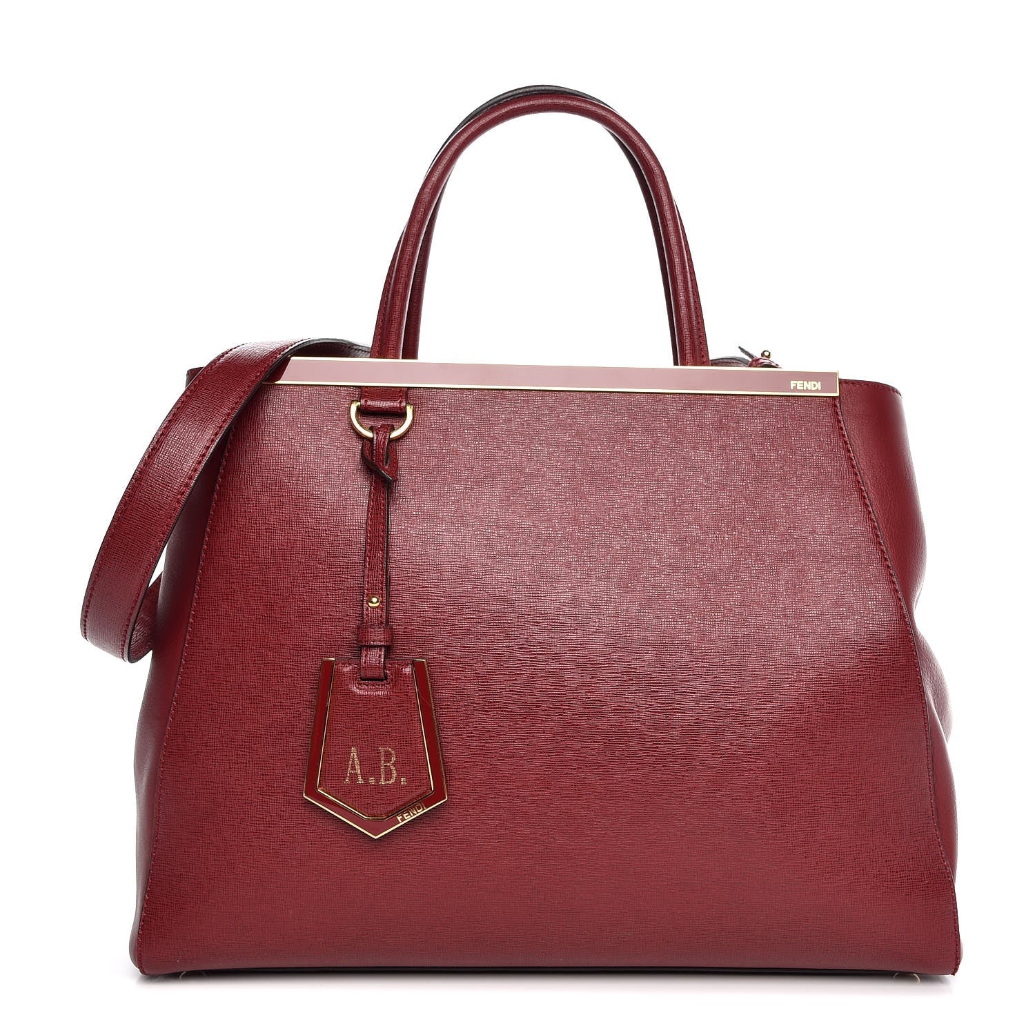 Fendi Vitello Elite Regular 2Jours Tote Rosso Scuro Ciliegia 1 of 12