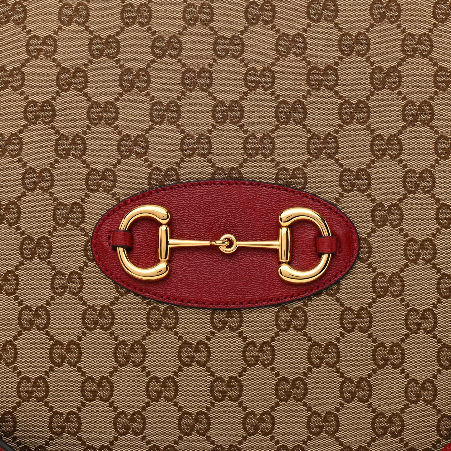 Monogram New Sakai Calfskin Lux Large Horsebit 1955 Tote Bag Beige Ebony New Cherry Red