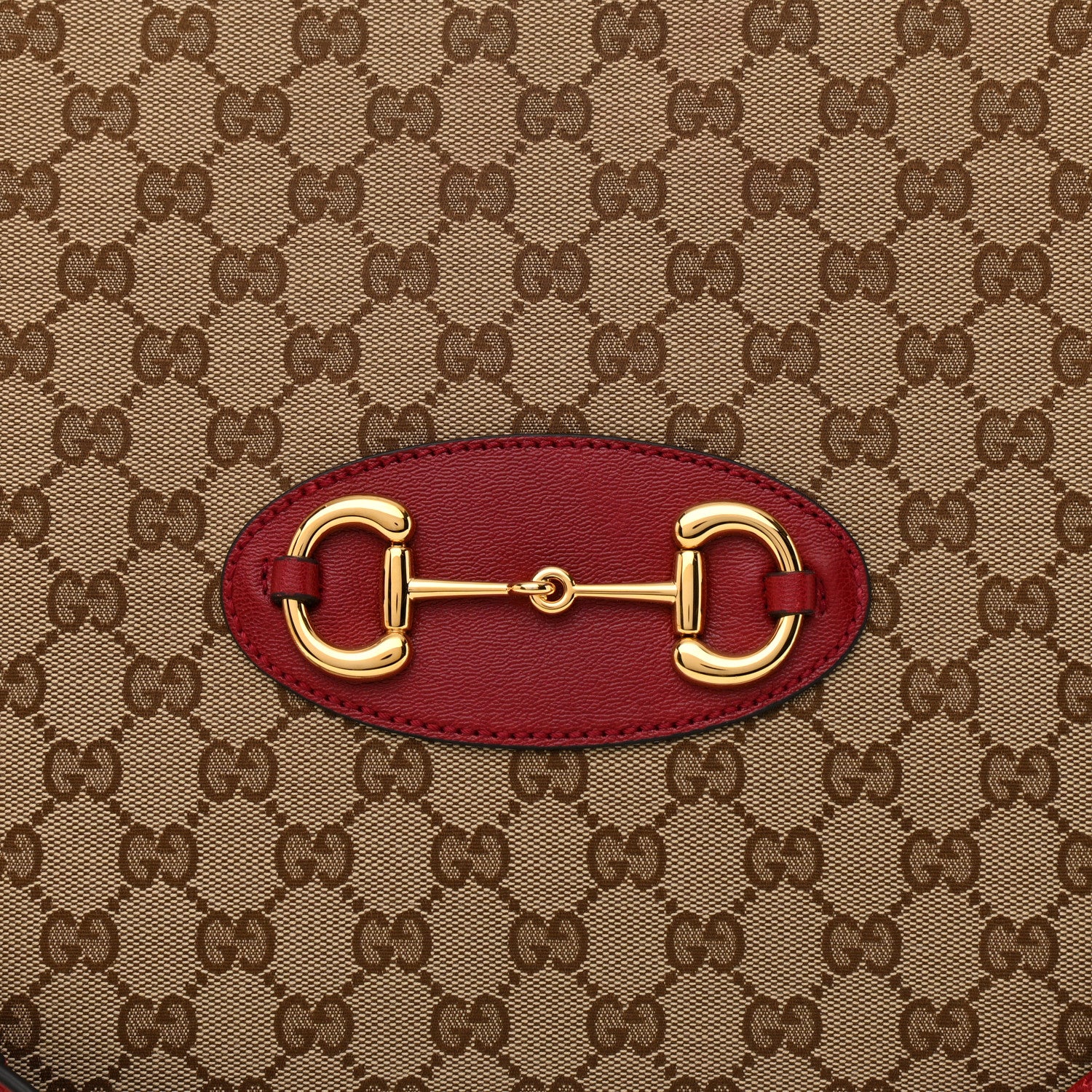 Gucci Monogram New Sakai Calfskin Lux Large Horsebit 1955 Tote Bag Beige Ebony New Cherry Red 8 of 11