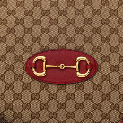 Gucci Monogram New Sakai Calfskin Lux Large Horsebit 1955 Tote Bag Beige Ebony New Cherry Red 8 of 11
