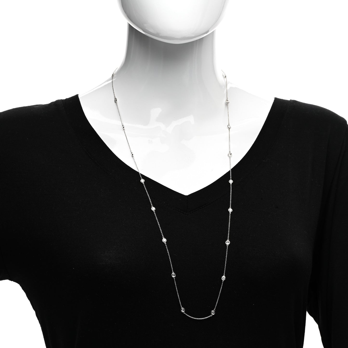 Platinum Diamond 3.40ctw Elsa Peretti Diamonds by the Yard 20 Station Necklace