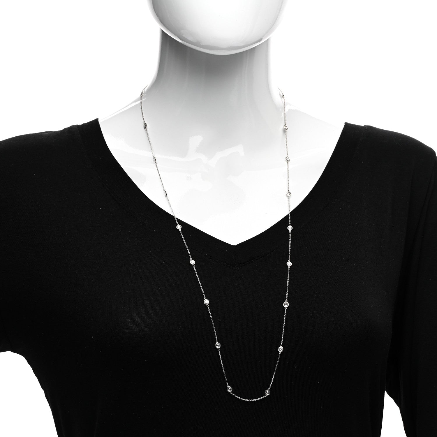 Tiffany Platinum Diamond 3.40ctw Elsa Peretti Diamonds by the Yard 20 Station Necklace 2 of 4