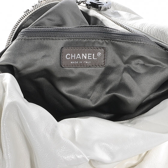 Chanel Patent Large Rock and Chain Hobo White 4 of 9