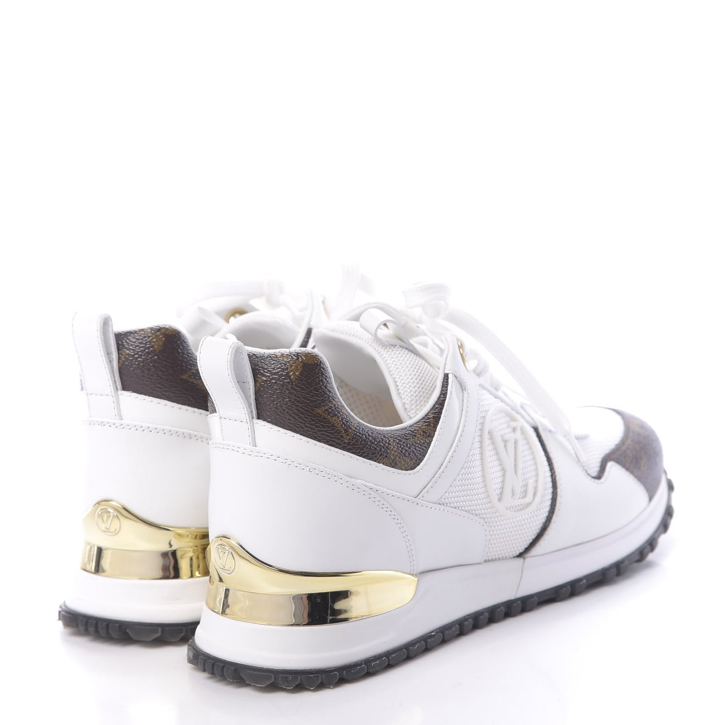 Calfskin Monogram Run Away Sneakers 36.5 White