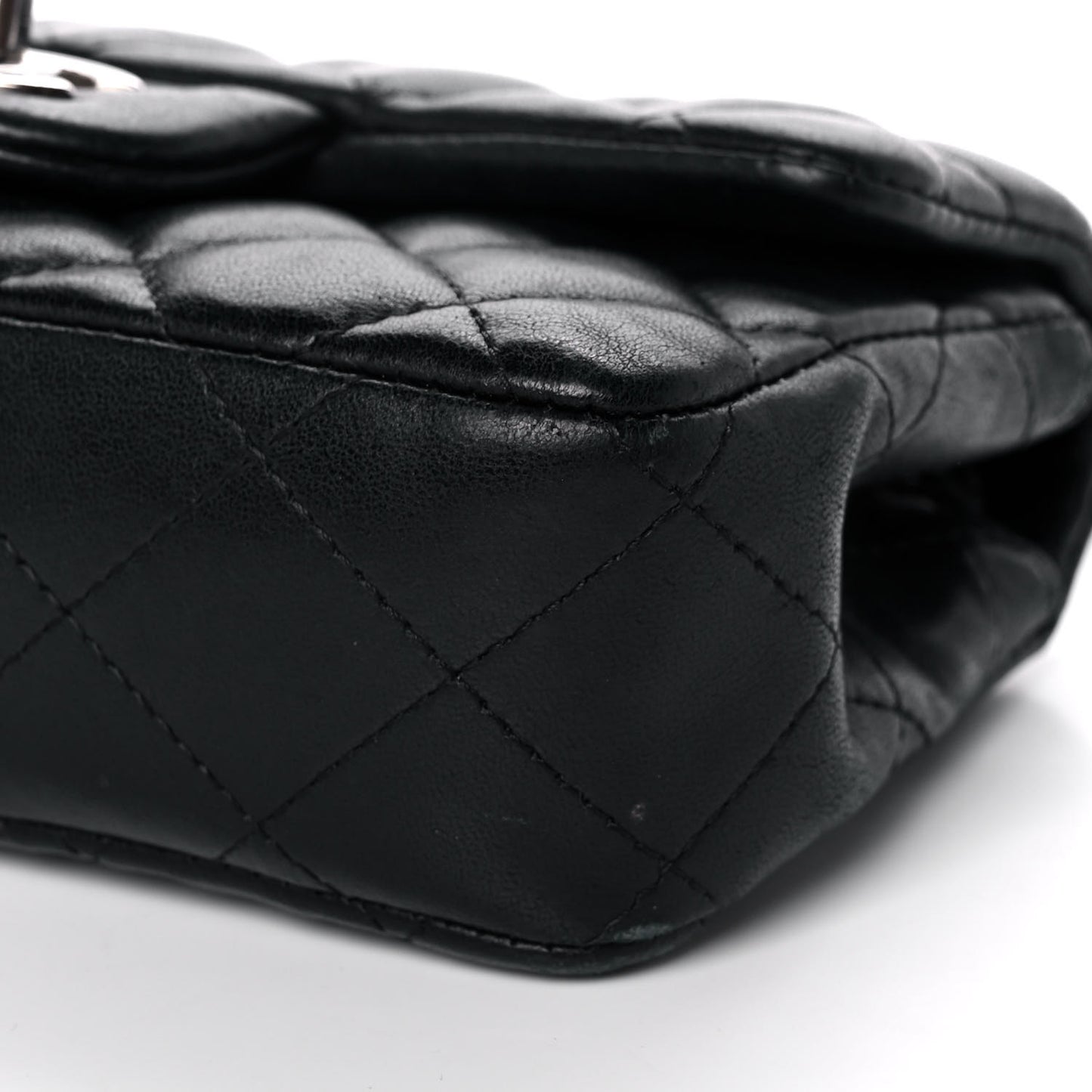 Lambskin Quilted Extra Mini Rectangular Flap Black