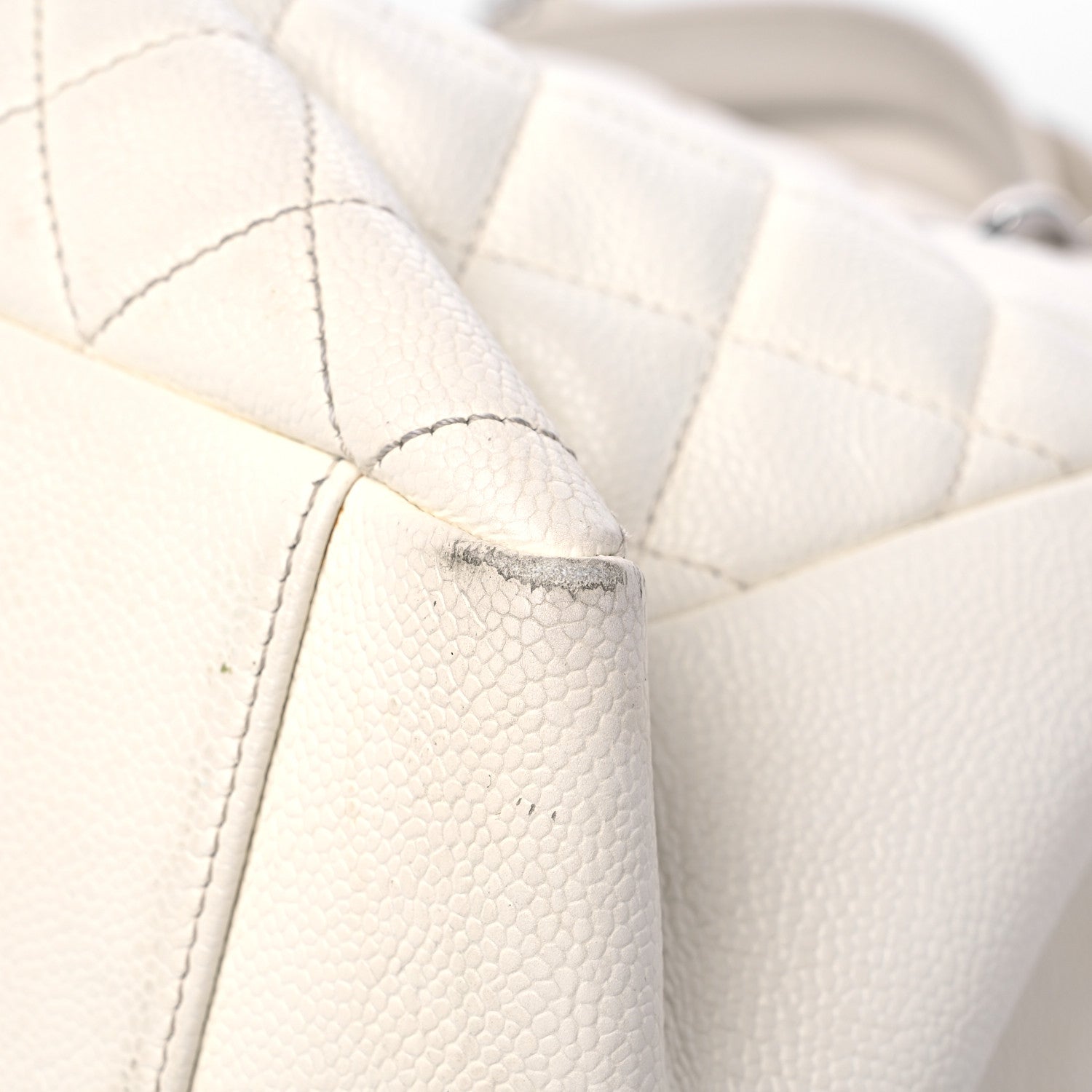 Chanel Caviar Quilted Grand Shopping Tote GST White 9 of 27