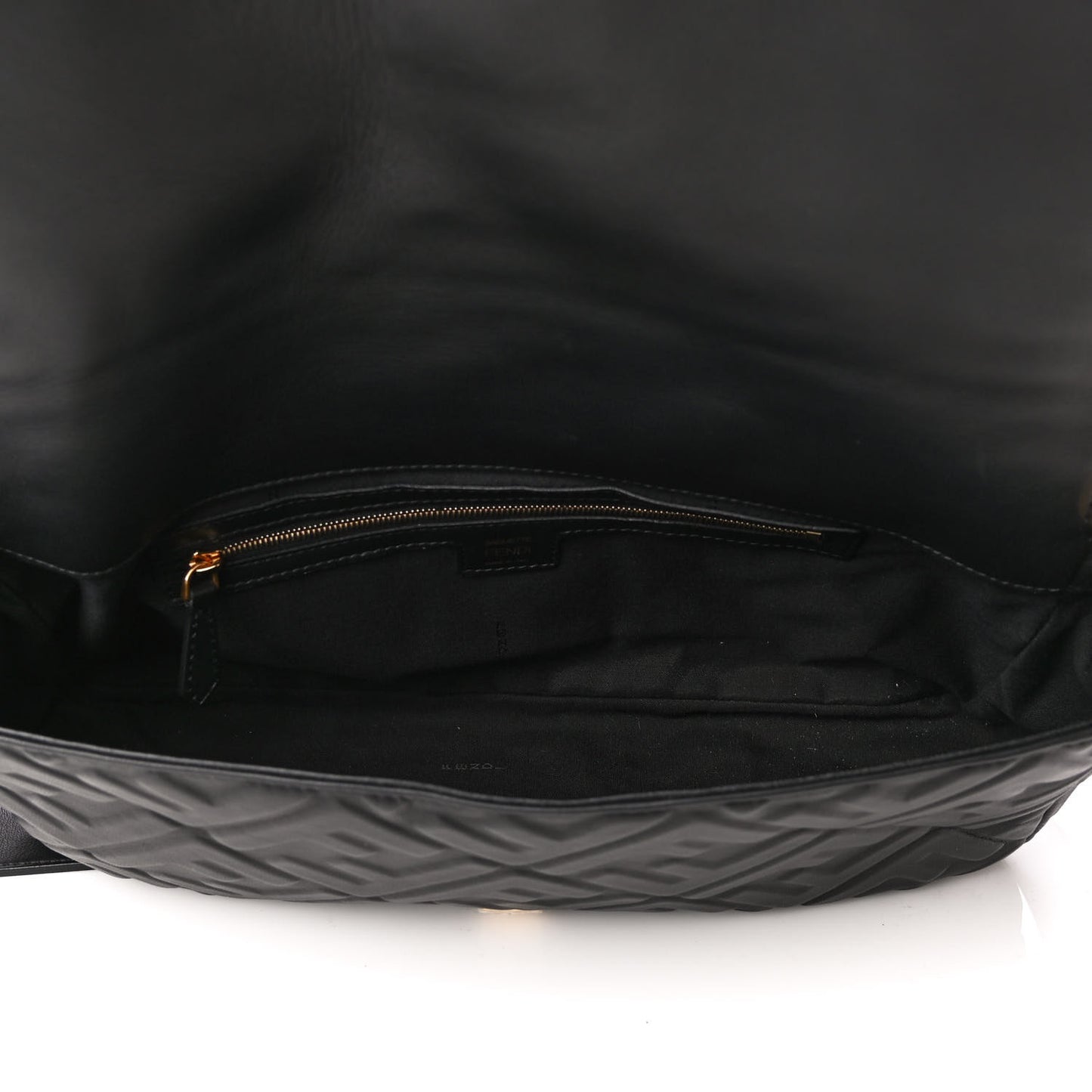 Nappa FF 1974 Embossed Large Baguette Black