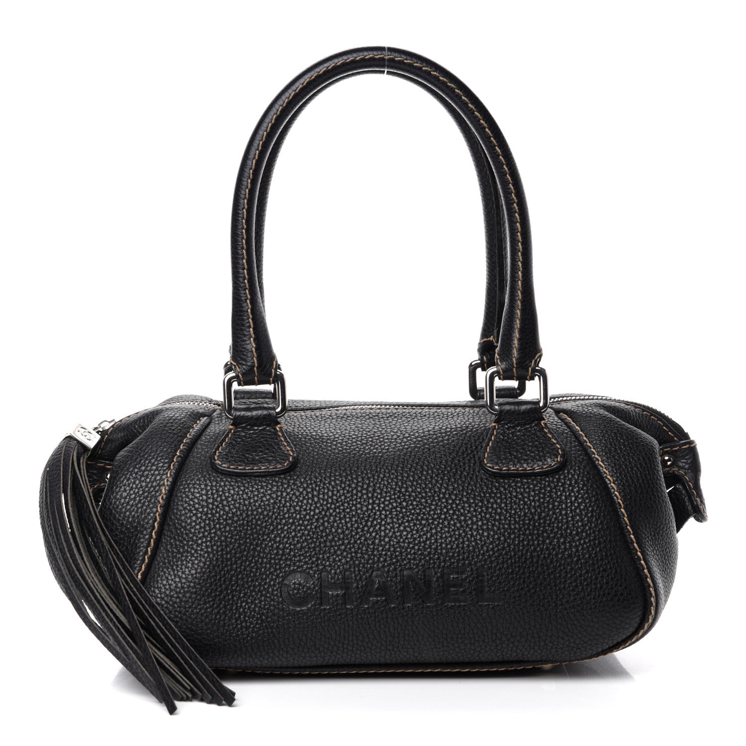Chanel Calfskin Large Tassel Bowler Black 1 of 15