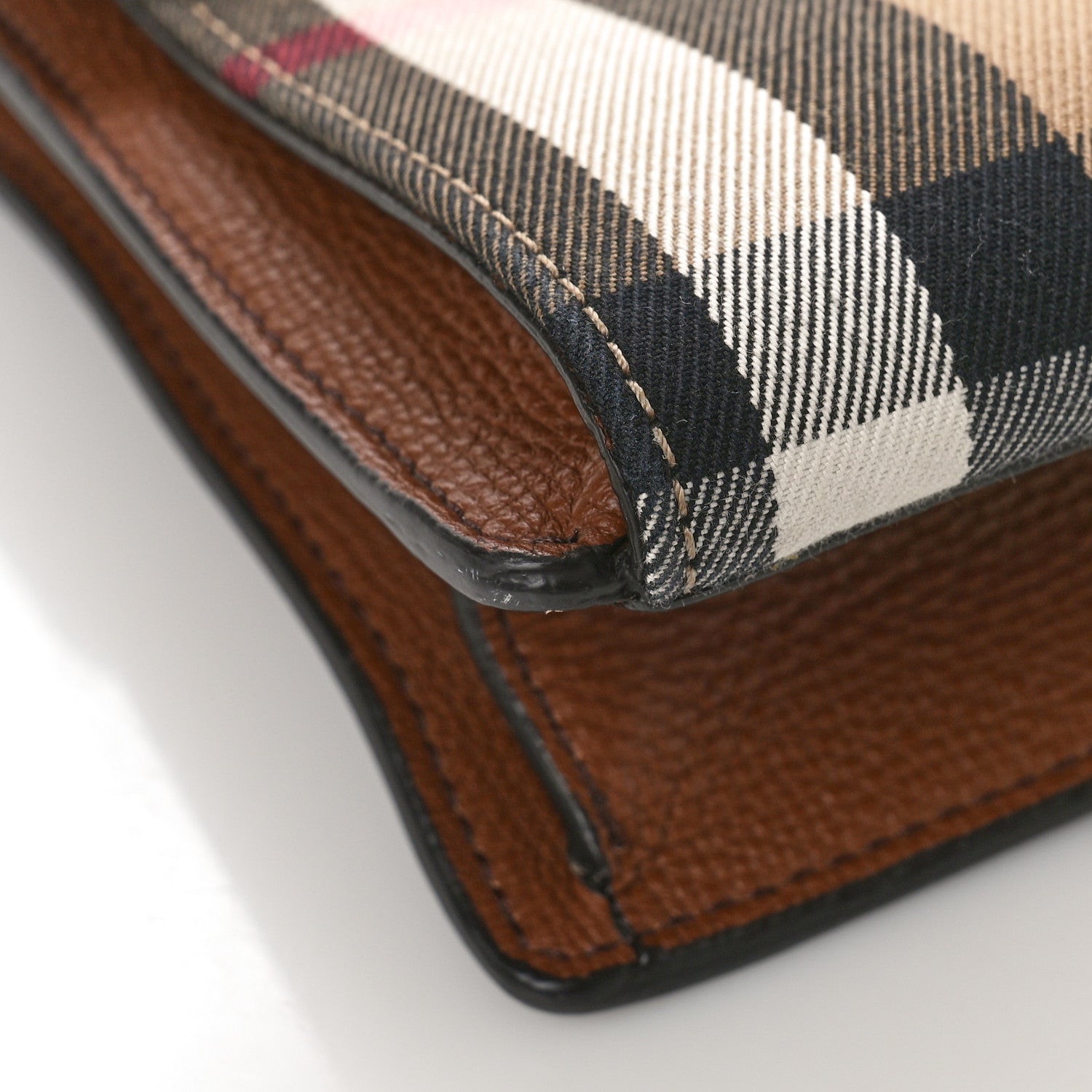 Burberry Derby Calfskin House Check Small Macken Crossbody Bag Tan 7 of 9