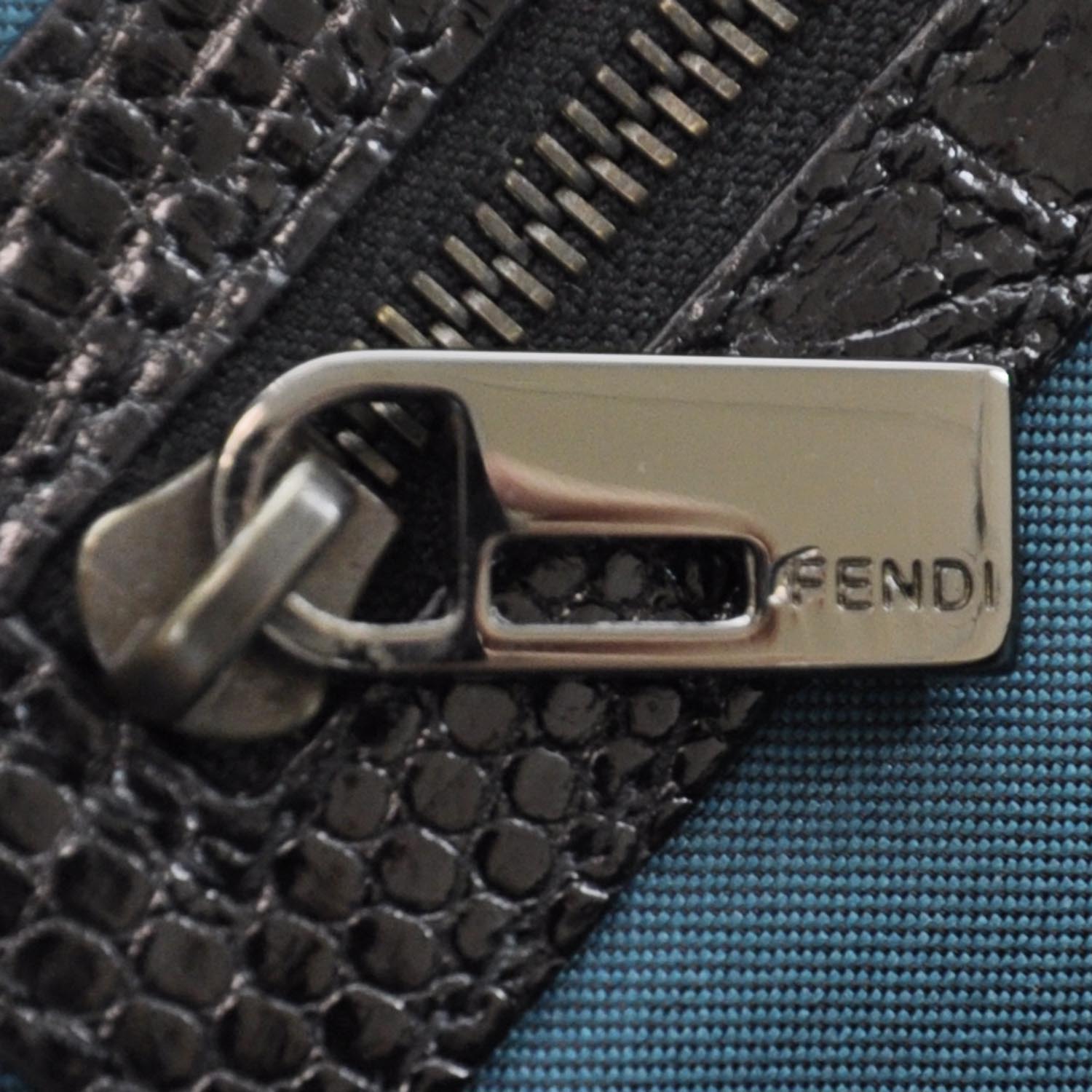 Fendi Zucchino Snakeskin Beaded Satchel Black 8 of 10