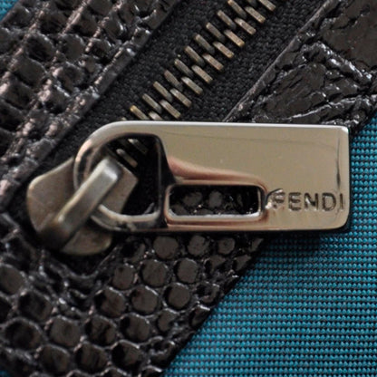Fendi Zucchino Snakeskin Beaded Satchel Black 8 of 10