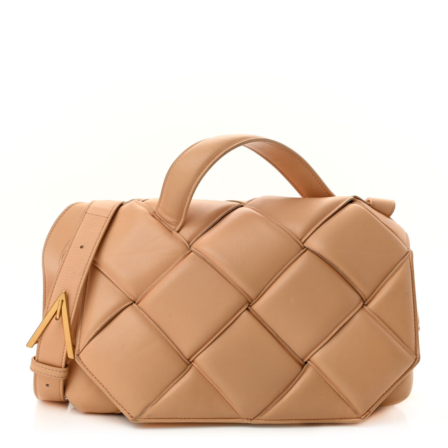 Bottega Veneta Nappa Intreccio Padded Top Handle Shoulder Bag Almond 1 of 17
