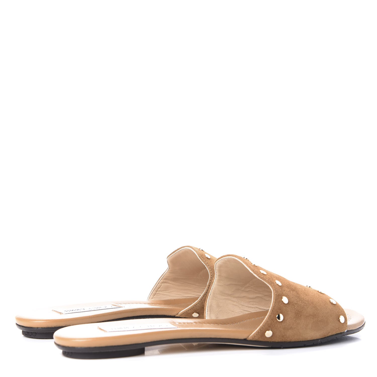 Jimmy Choo Suede Nanda Studded Flat Slide Sandals 42 Brown 4 of 9