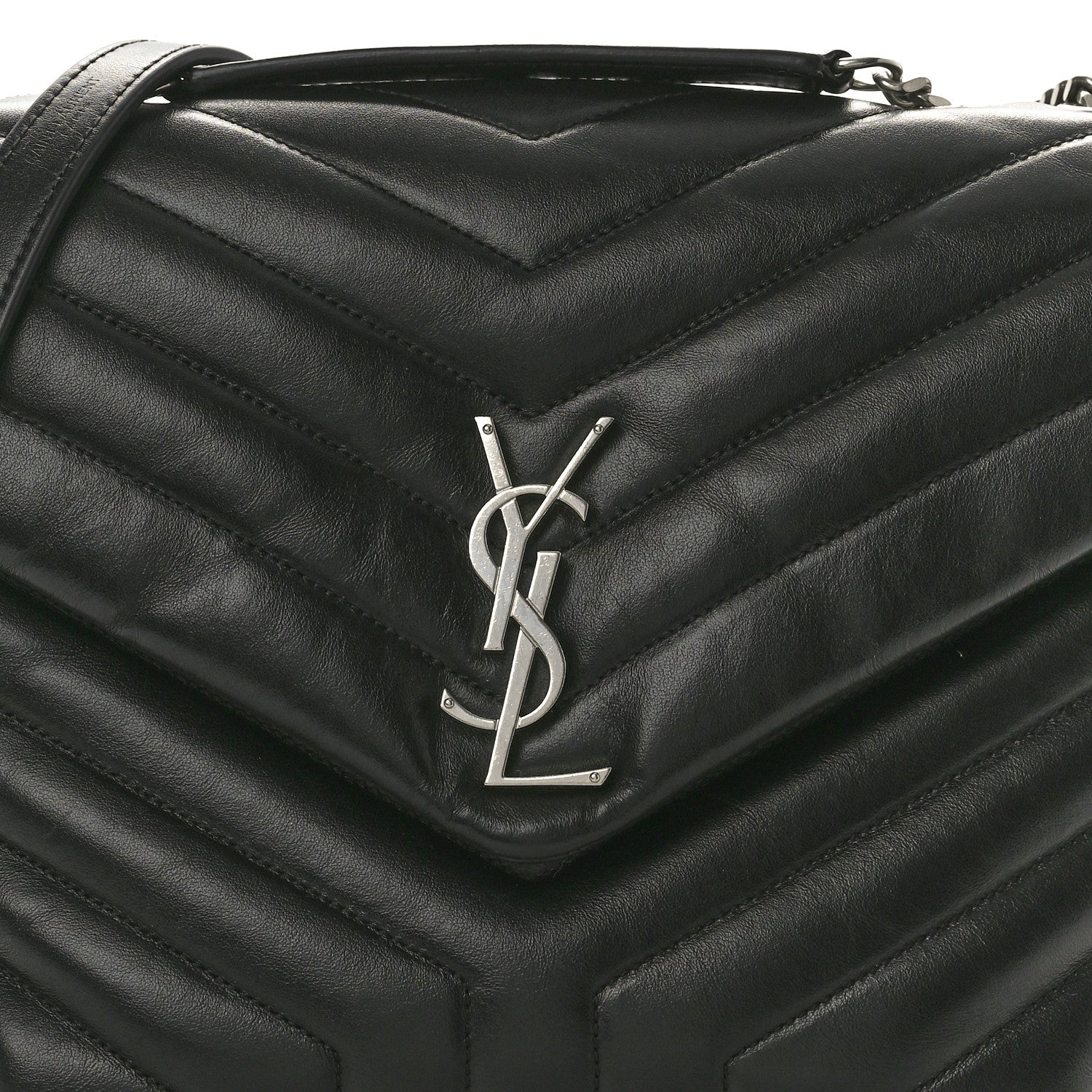 Saint Laurent Calfskin Y Quilted Monogram Medium Loulou Chain Satchel Black 9 of 12