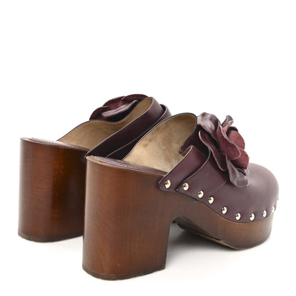 Chanel Calfskin Camellia Clogs 38 Dark Purple 5 of 9
