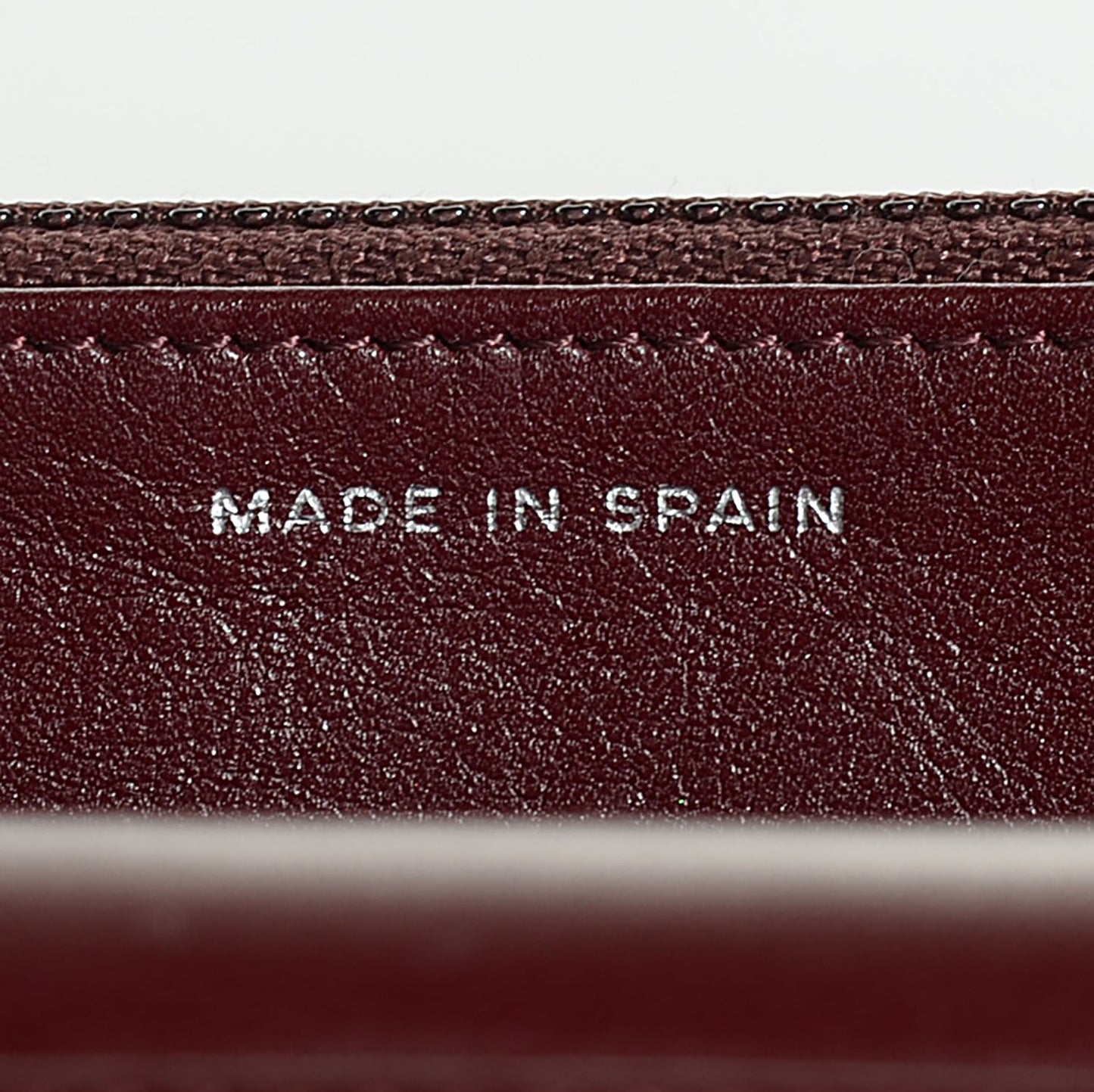 Striated Patent Quilted Wallet on Chain WOC Bordeaux