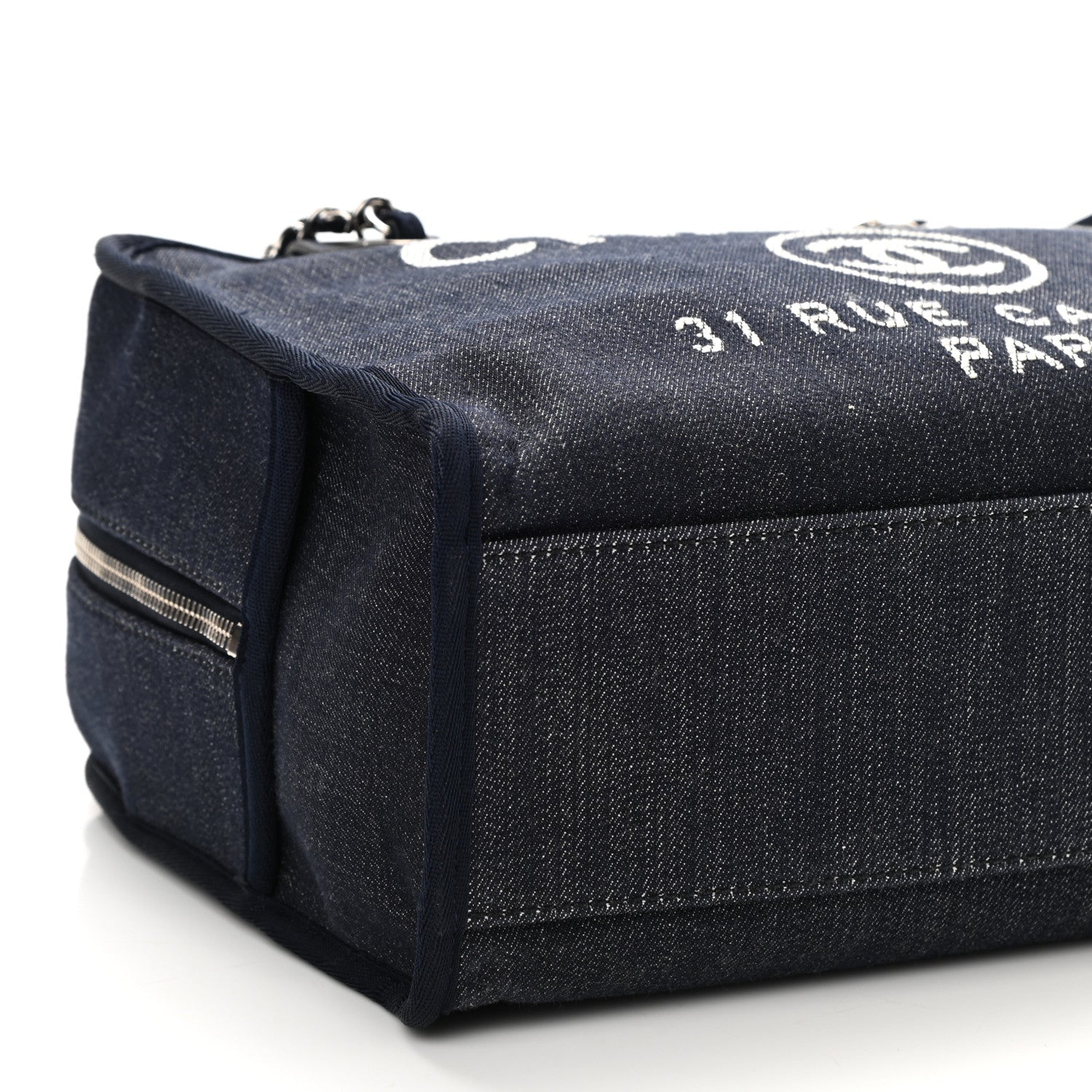 Chanel Denim Deauville Bowling Bag Dark Blue 8 of 9