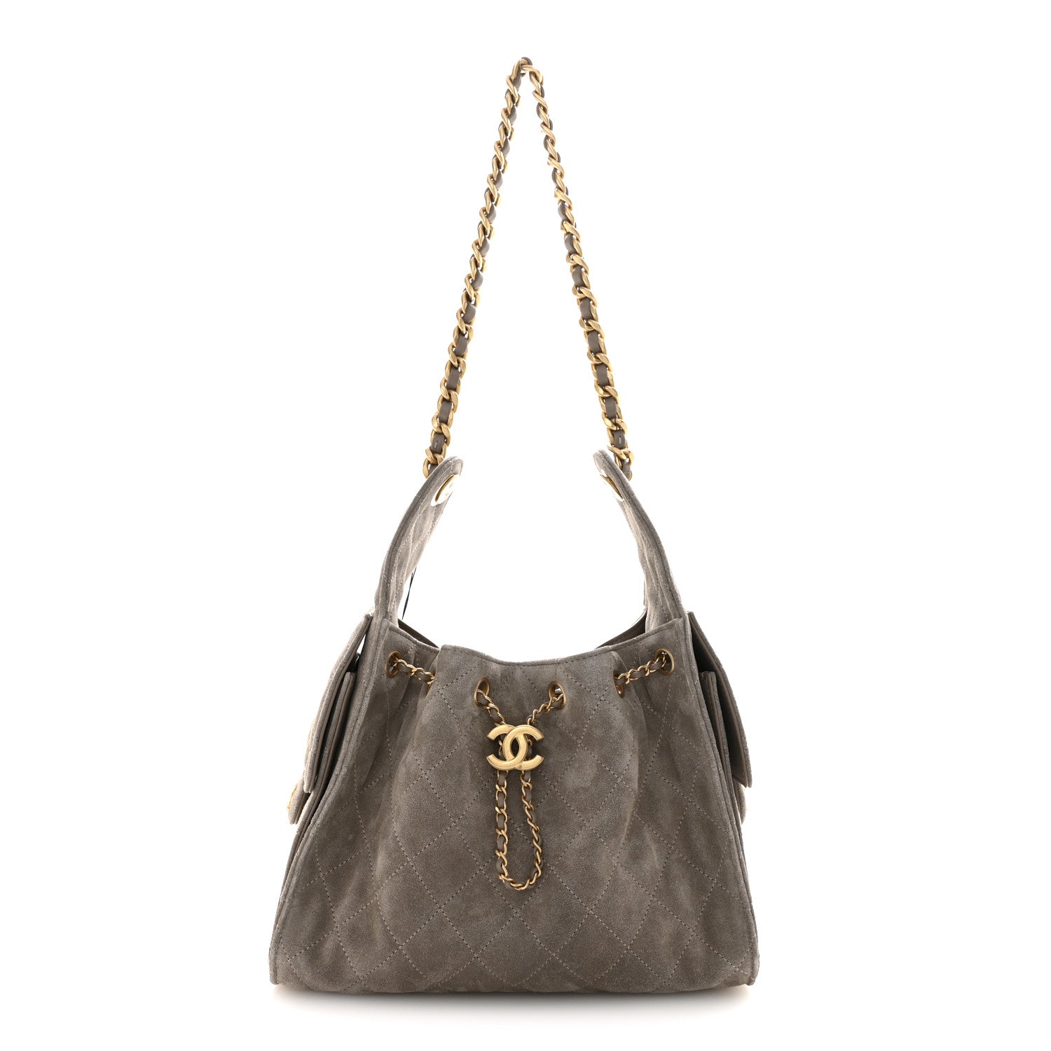 Chanel Suede Quilted Small Chanel 25 Handbag Dark Grey 1 of 11