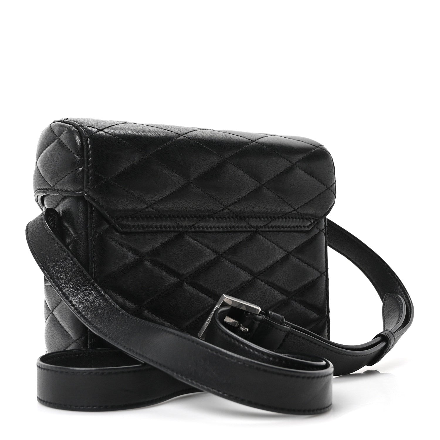 Saint Laurent Lambskin Quilted Monogram June Box Bag  Black 3 of 11
