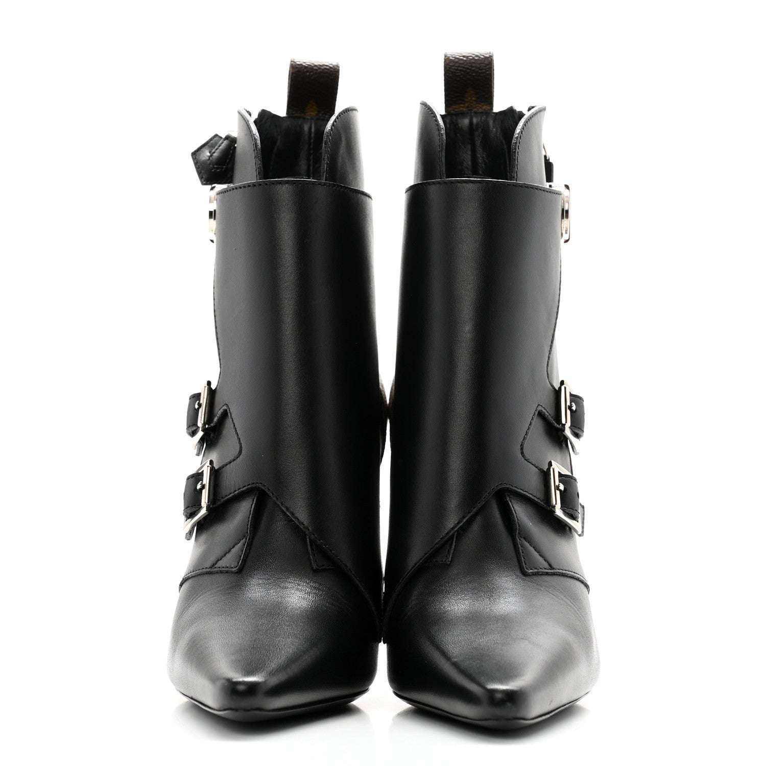 Louis Vuitton Calfskin Monogram Janet Ankle Boots 37 Black 2 of 10