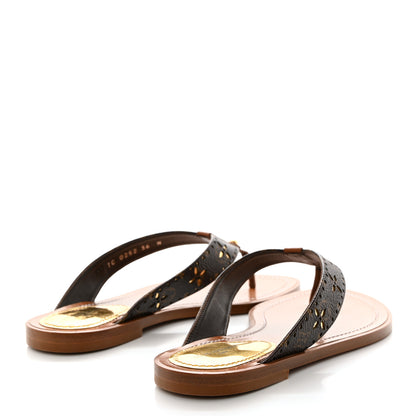 Louis Vuitton Monogram Sunny Flat Thong Sandals 36 Brown 4 of 10