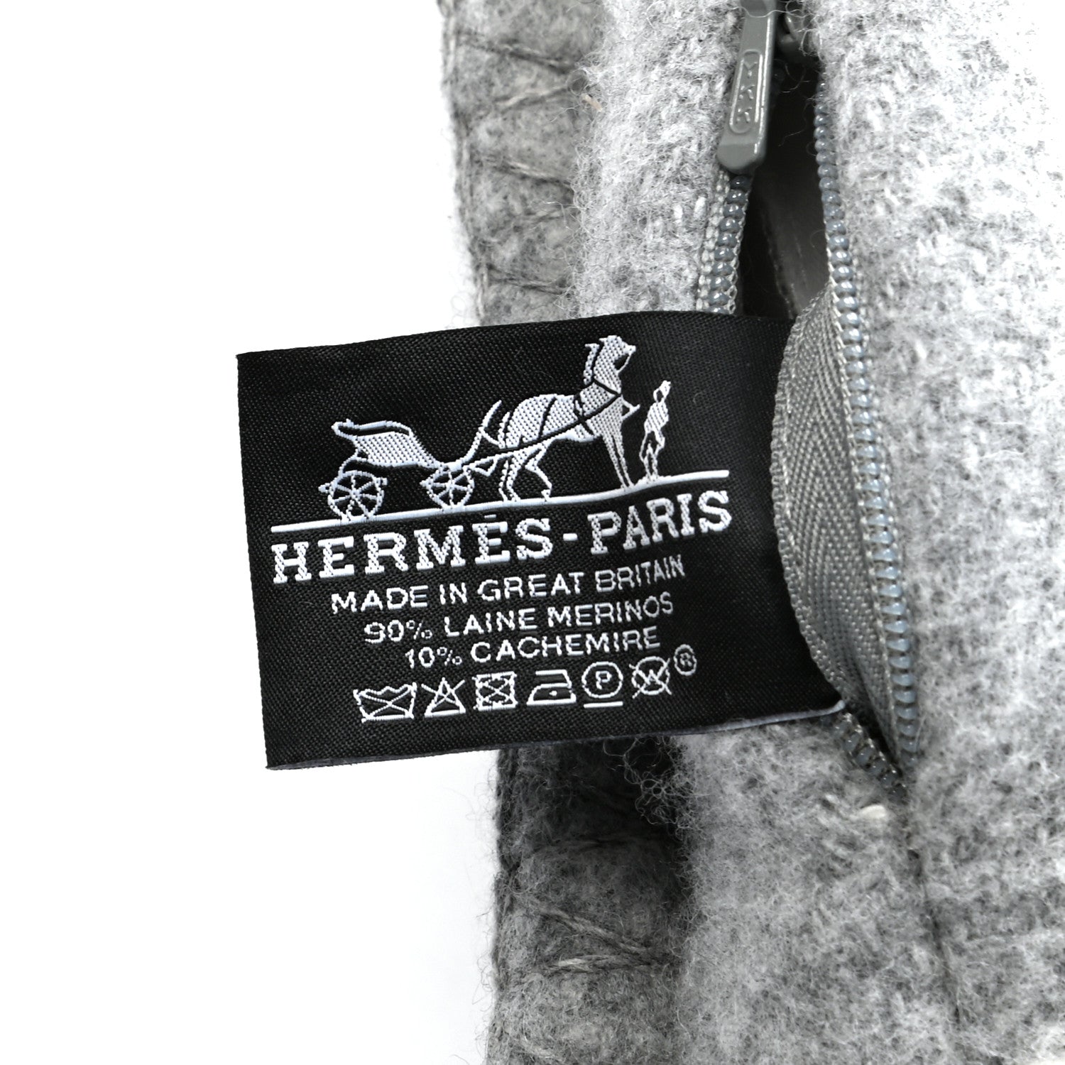 Hermes Wool Cashmere Avalon III Pillow PM Ecru Gris Clair 3 of 3