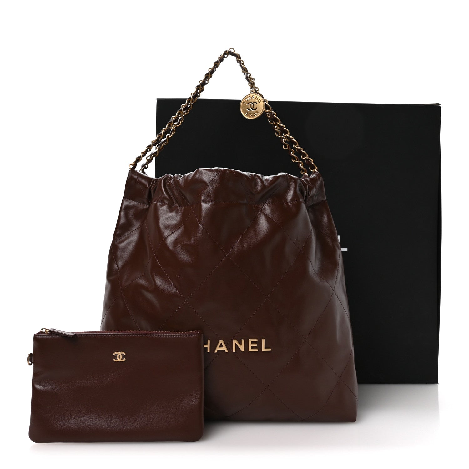 Chanel Shiny Calfskin Quilted Chanel 22 Dark Brown 11 of 11