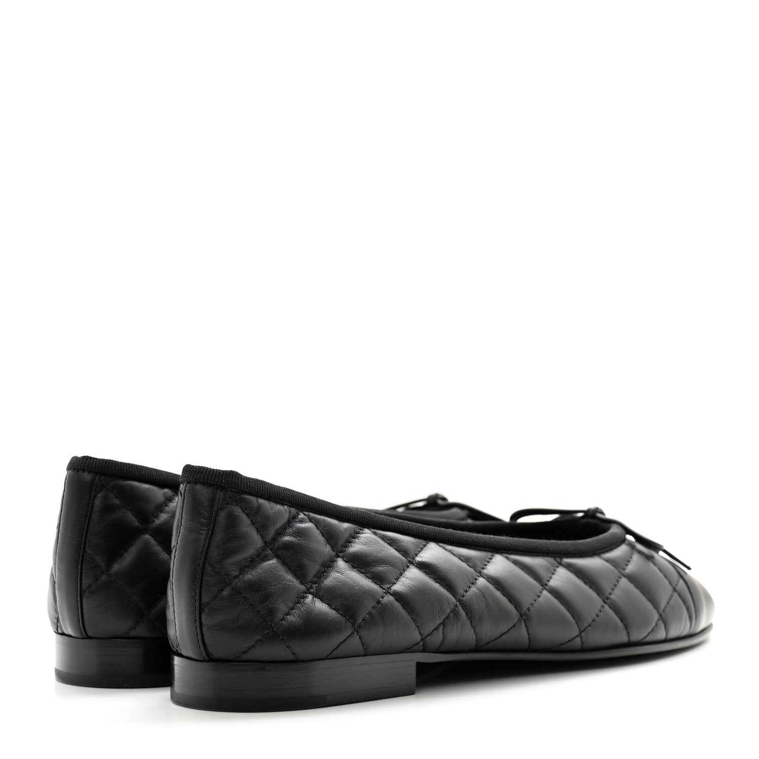 Chanel Aged Calfskin Quilted CC Cap Toe Ballerina Flats 38.5 Black 4 of 9