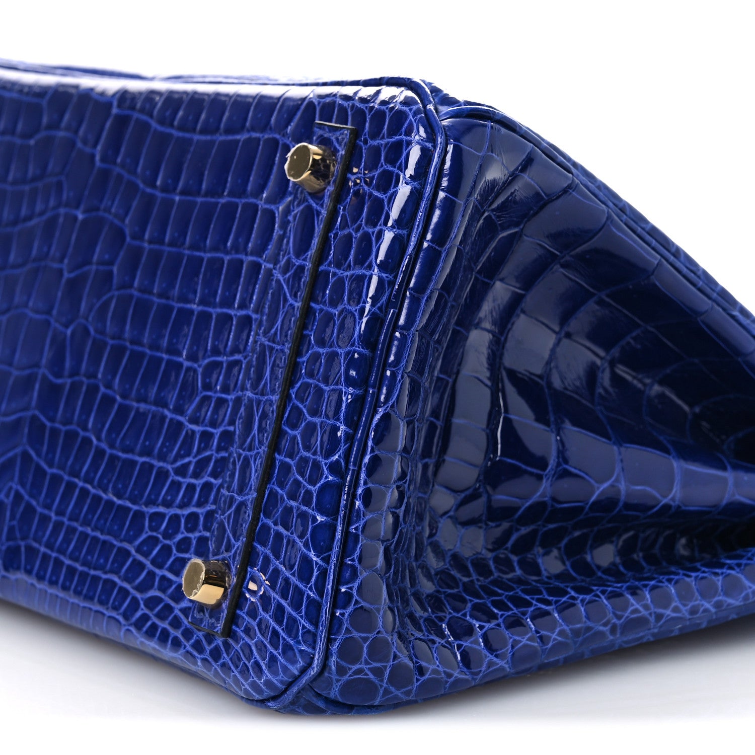 Hermes Shiny Porosus Crocodile Horseshoe Birkin 30 Bleu Electrique Magnolia 10 of 13