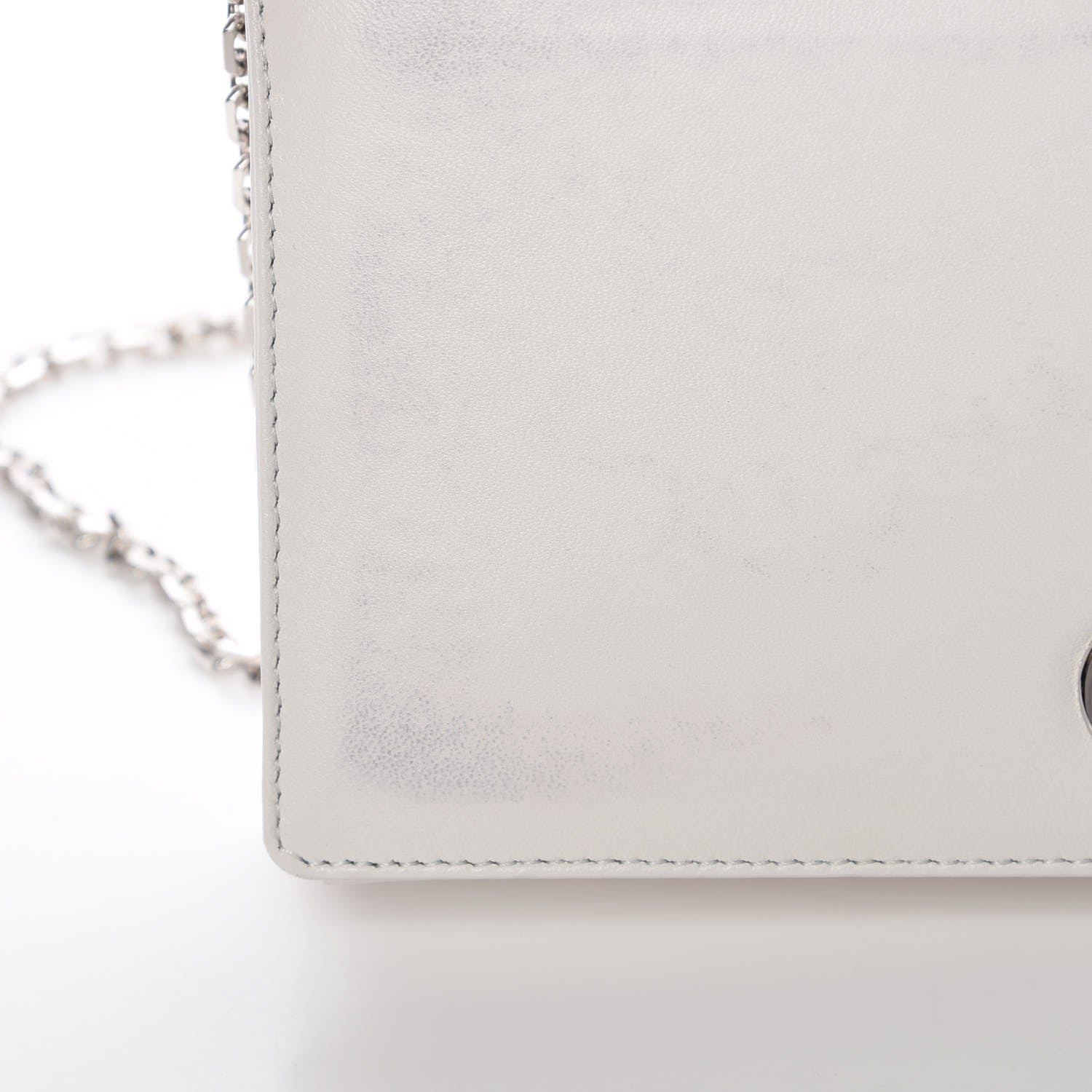 Christian Dior Calfskin Badges Chain Wallet White 9 of 12