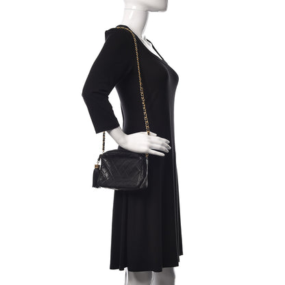 Chanel Lambskin Quilted Tassel Camera Case Pouch Black 2 of 13