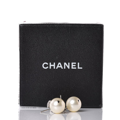 Chanel Crystal Pearl CC Drop Earrings Silver 5 of 5