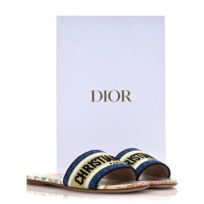 Christian Dior Canvas D-Constellation Embroidered Dway Flat Slide Sandals 36.5 White Multicolor 11 of 11