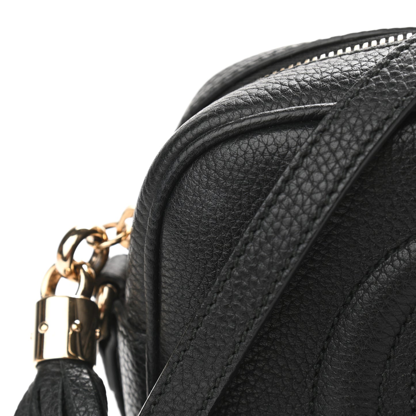 Pebbled Calfskin Small Soho Disco Bag Black