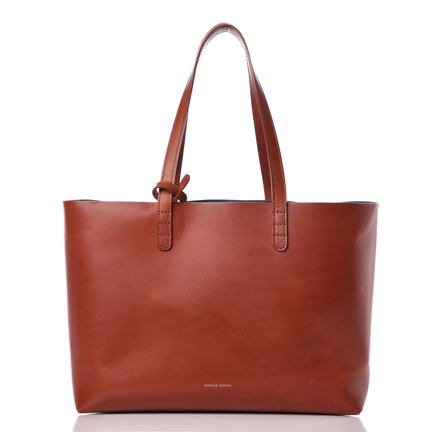 Mansur Gavriel Vegetable Tanned Calfskin Small Shopping Bag Brandy Avion 3 of 14