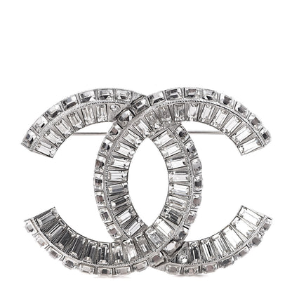 Chanel Baguette Crystal CC Brooch Silver 1 of 4