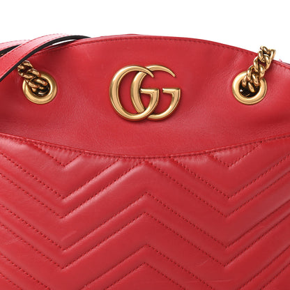 Gucci Calfskin Matelasse Medium GG Marmont Open Top Shoulder Bag Hibiscus Red 10 of 10
