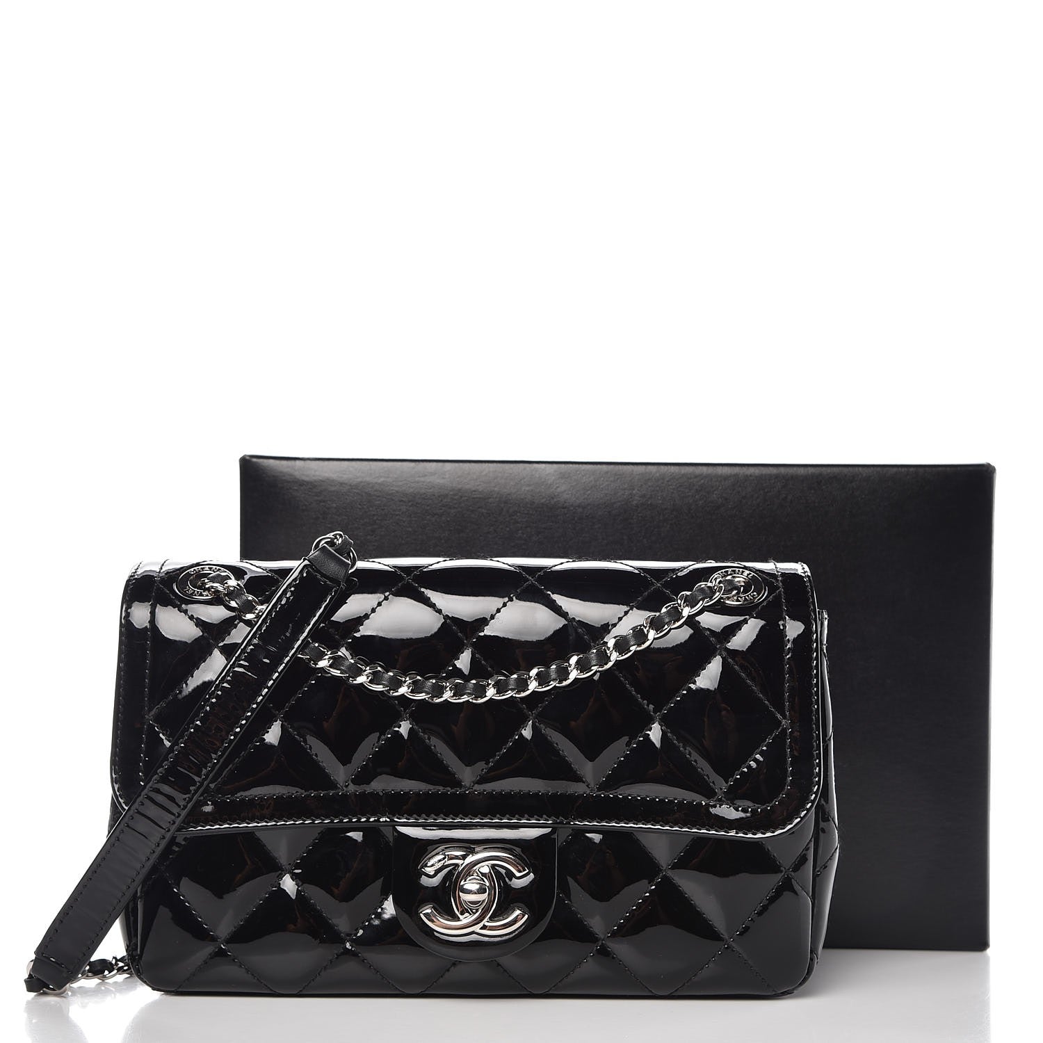 Chanel Patent Quilted Small Coco Shine Flap Black 9 of 9