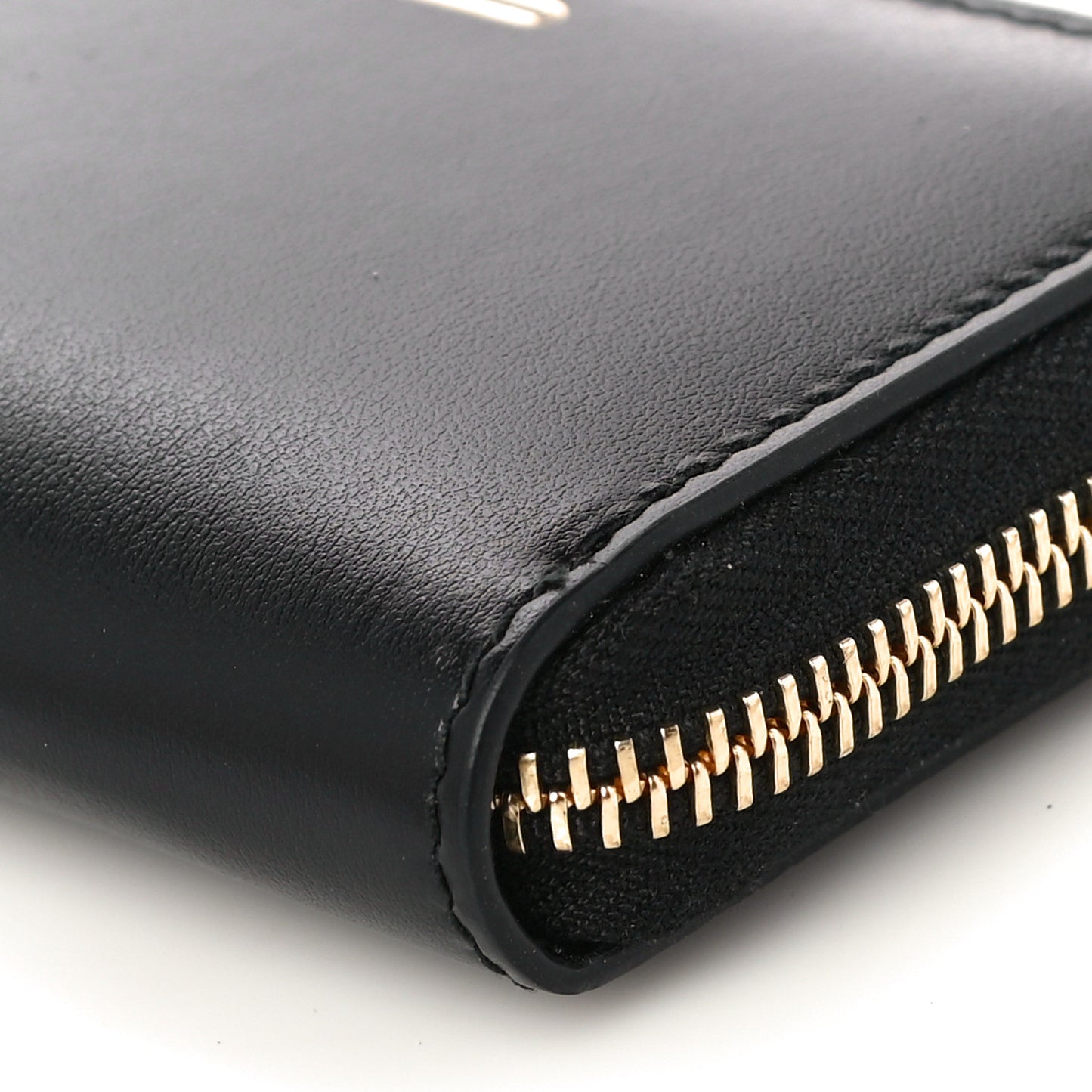 Plutone Calfskin Logo Zip Around Card Case Black