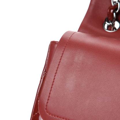 Chanel Patent Quilted Jumbo Double Flap Dark Red 8 of 11