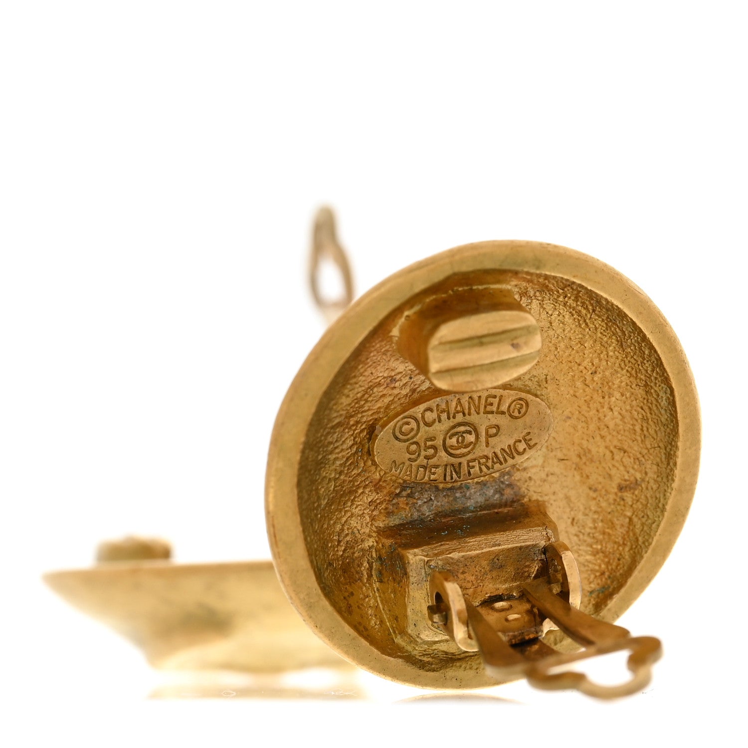 Chanel CC Button Clip On Earrings Gold 4 of 4