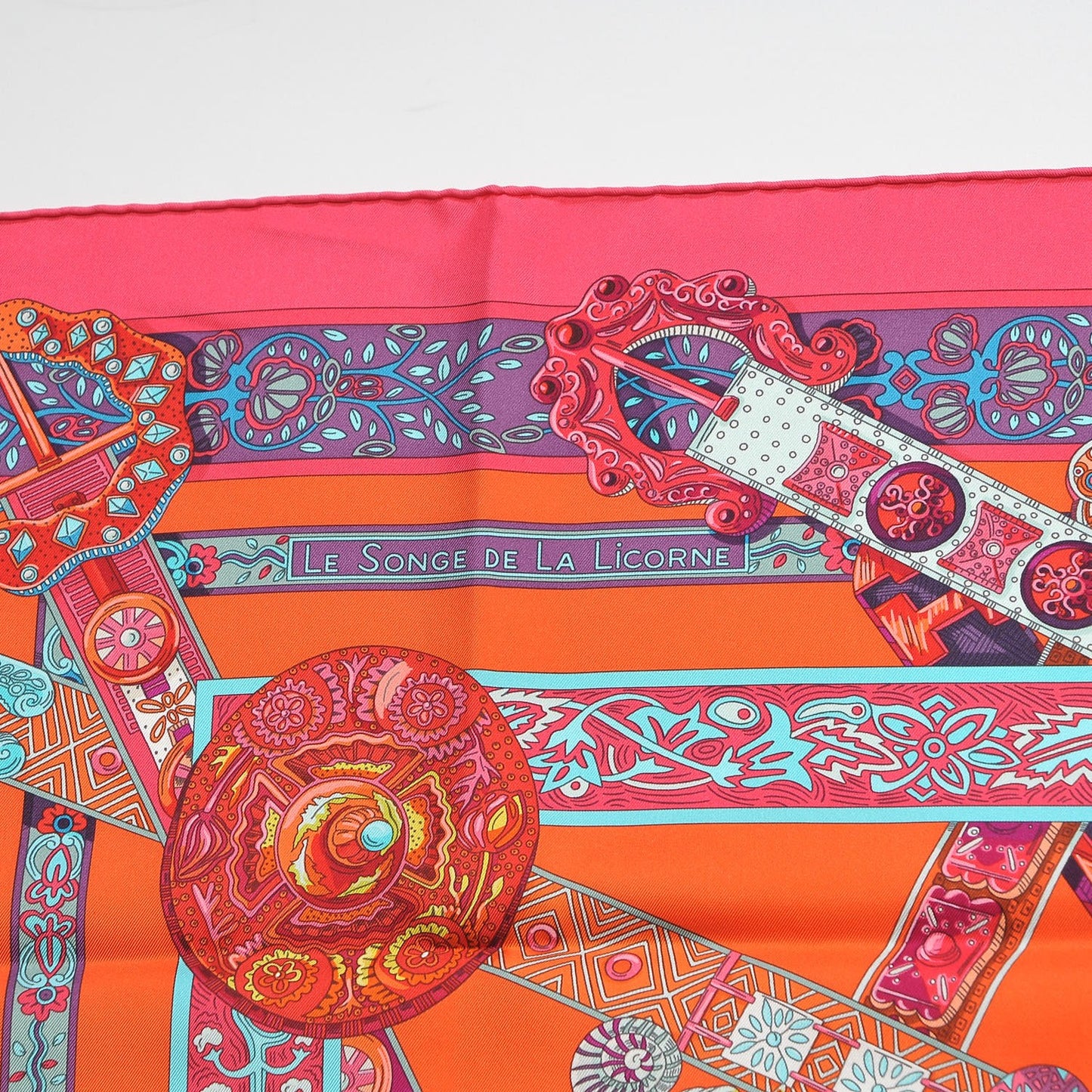 Silk Le Songe De La Licorne Scarf 90 Roes Indiene Capucine Violet